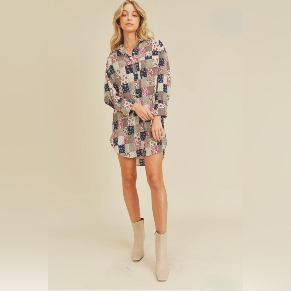 NWT Be Faithful Shirt Dress Oversized Size Medium - Picture 3 of 7